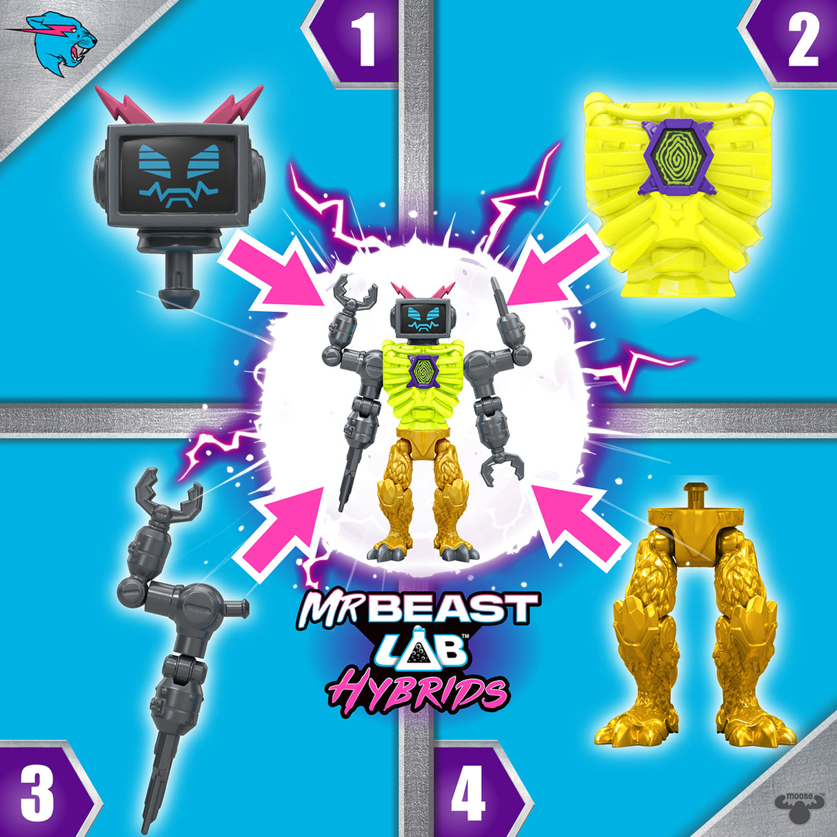 Pack de 2 figurines - MRBEAST LAB - Mix & Match - 2 FIG HYBRIDS Moitié de figurine DRAGON