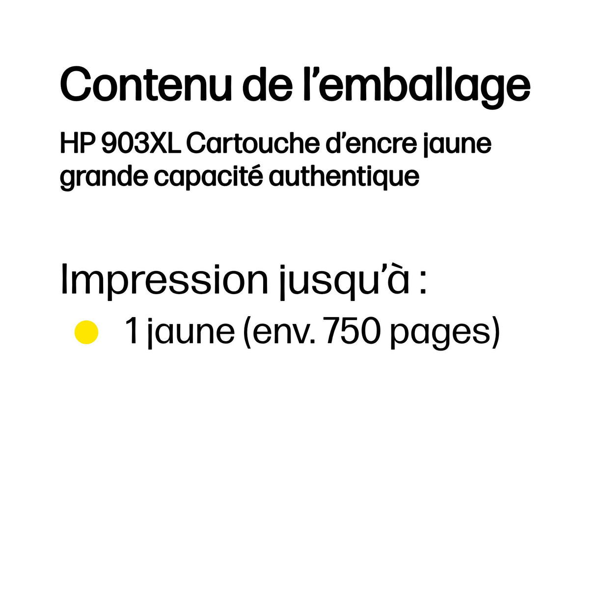 HP 903XL Cartouche d'encre jaune grande capacité authentique (T6M11AE) pour HP OfficeJet Pro 6950/6960/6970