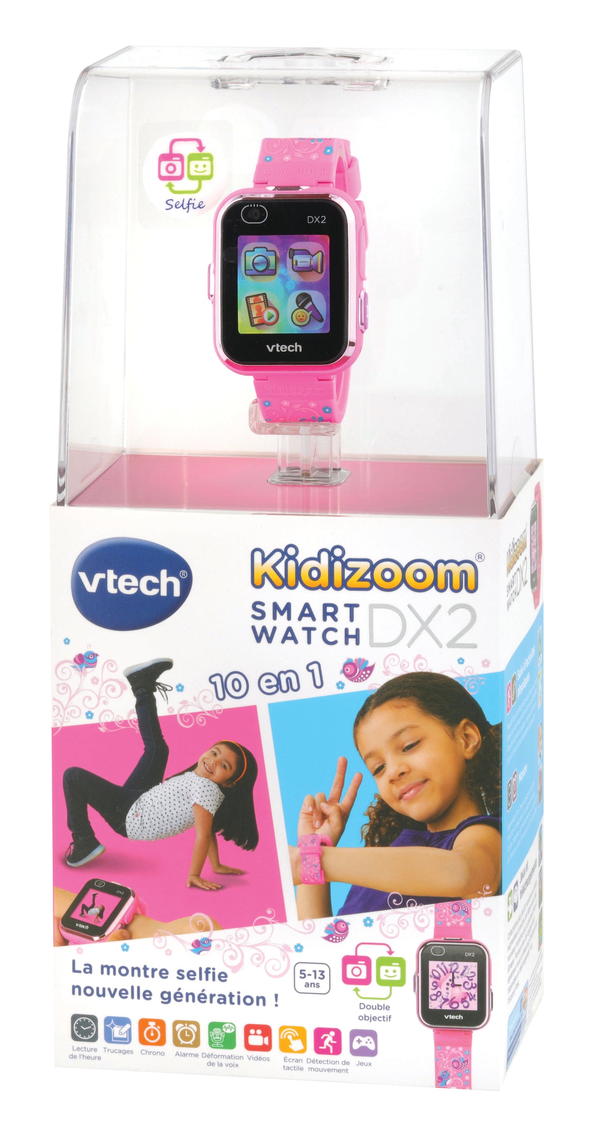 VTECH - Kidizoom Smartwatch Connect DX2 Rose - Montre Photos et Vidéos
