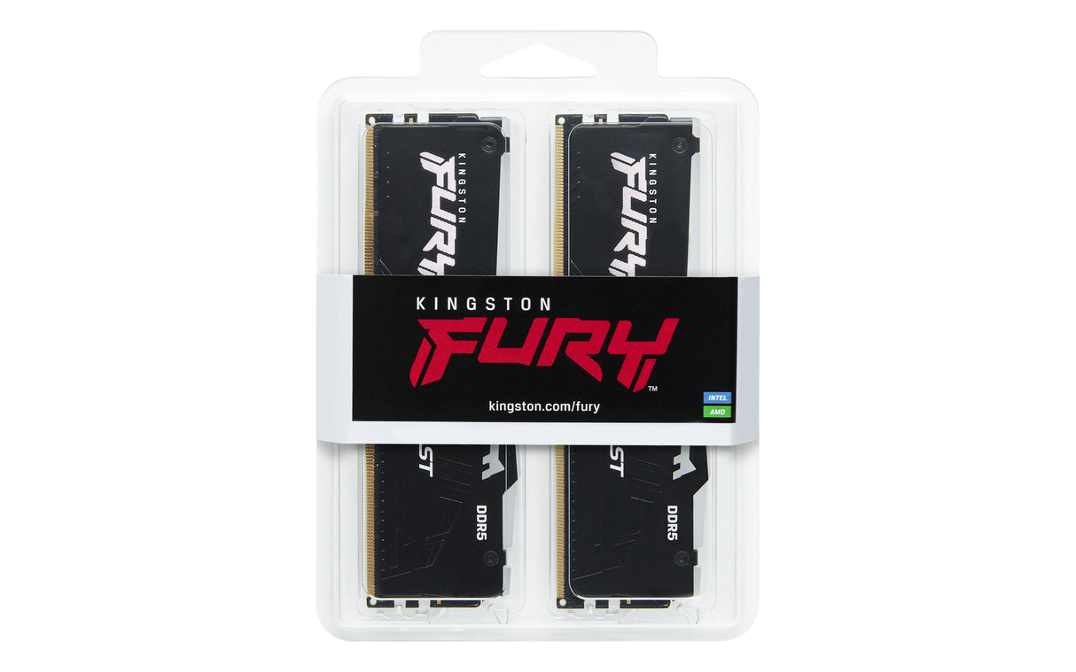Kit Barrettes mémoire 32Go (2x16Go) DIMM DDR5 Kingston Fury Beast RGB 5600MHz CL40 (Noir)