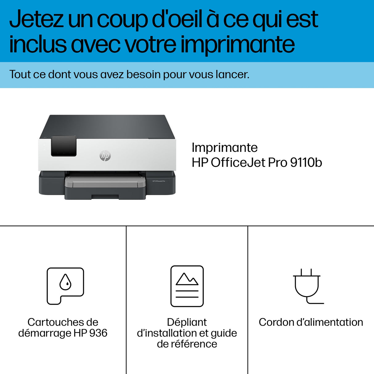 Imprimante Monofonction HP OfficeJet Pro 9110B (Noir/Blanc)