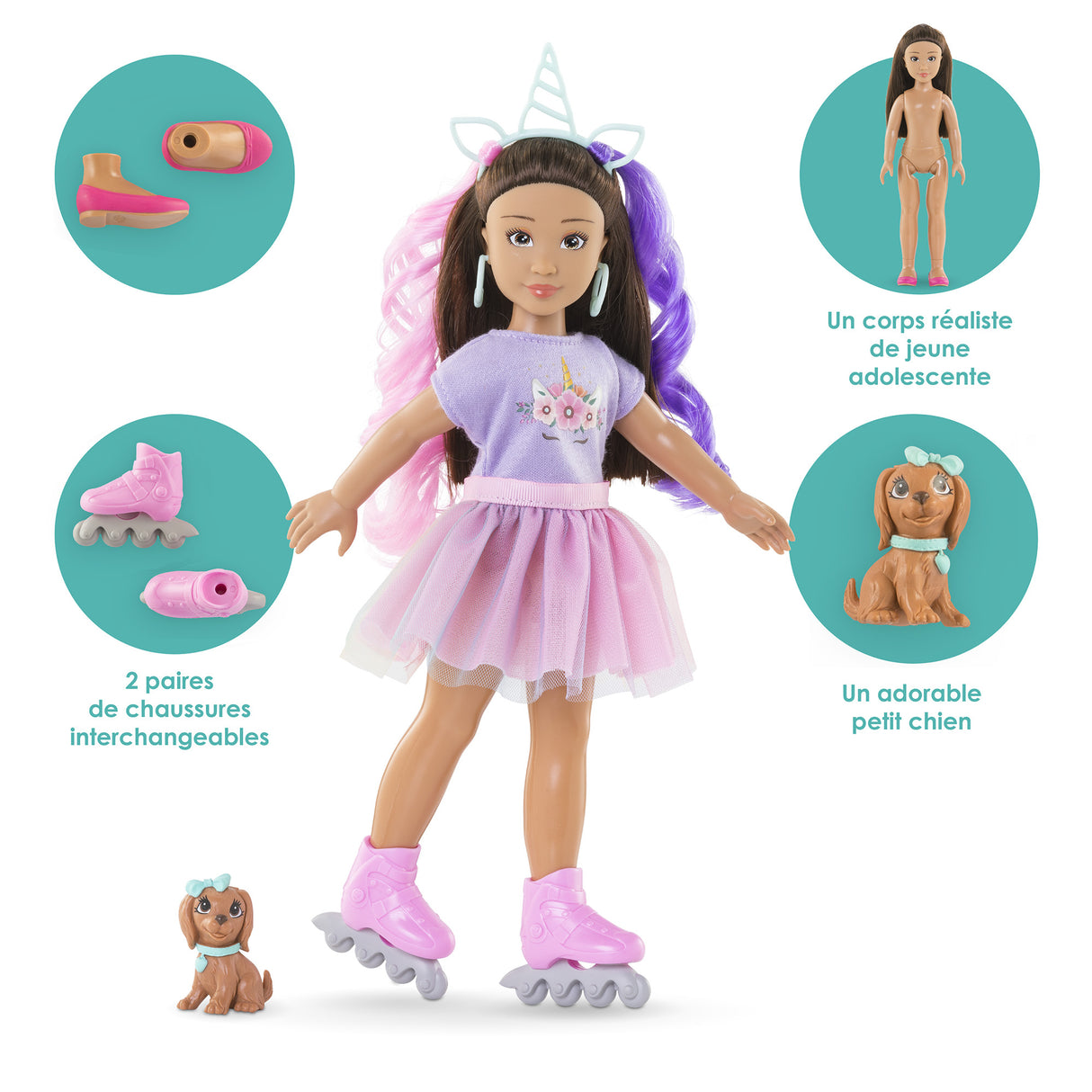 Poupée mannequin - COROLLE - Luna Licorne - 28 cm - 4 accessoires - Mixte