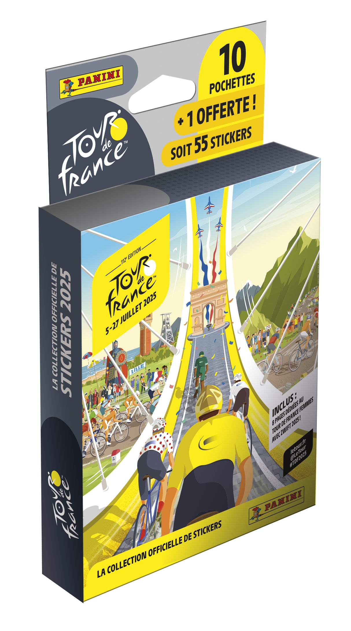 Blister - PANINI - TOUR DE FRANCE 2025 - 10 pochettes + 1 offerte - 55 stickers