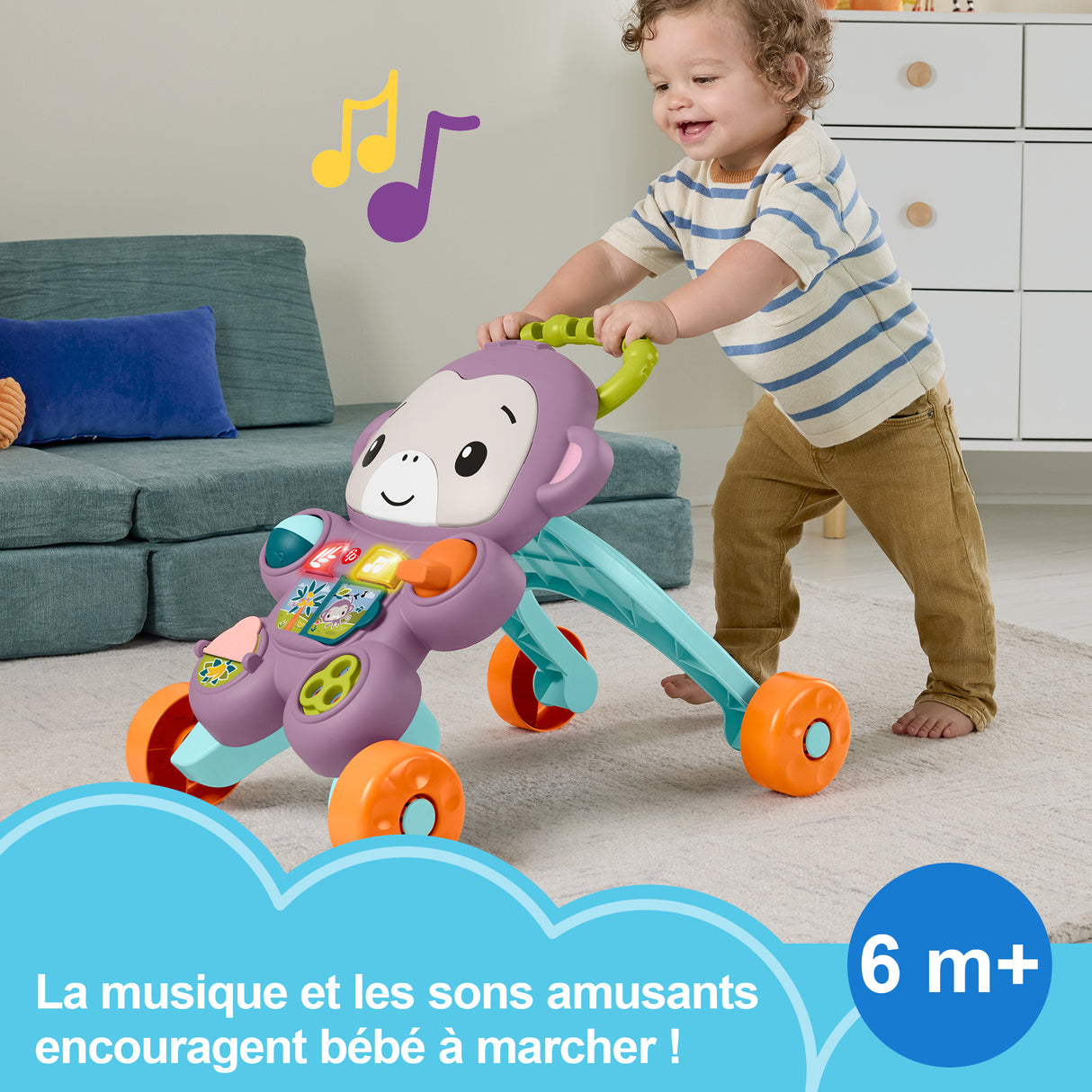 Fisher-Price - Mon Trotteur Singe Violet - Musique, lumieres et activités - Fisher-Price - JGW90