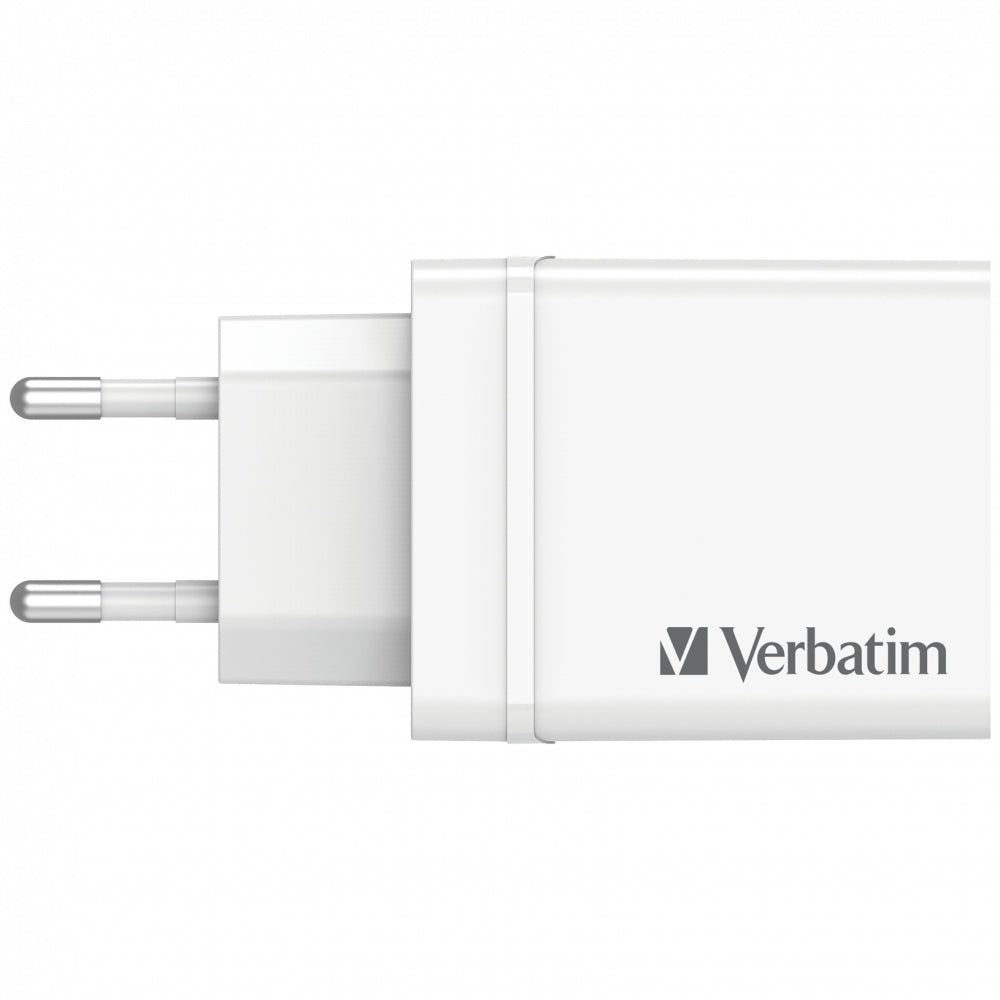 Chargeur secteur Verbatim GaN 3x ports USB-A + 1x port USB-C 30W (Blanc)