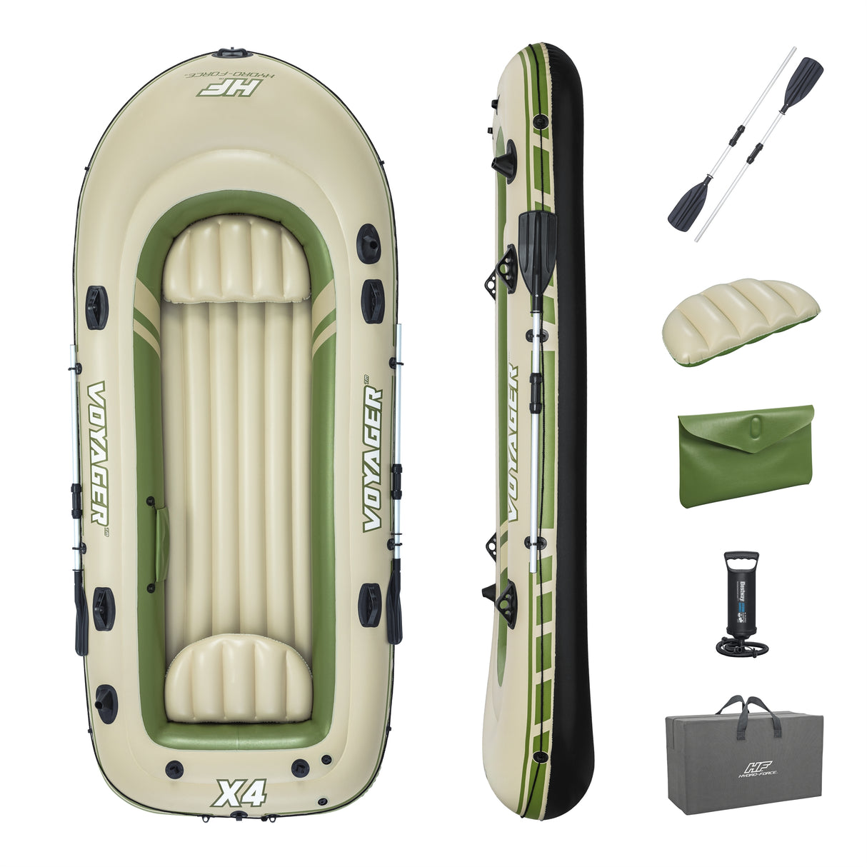 BATEAU GONFLABLE VOYAGERA© X4 SET HYDRO-FORCEA©, 350 X 145 CM, 4 ADULTES