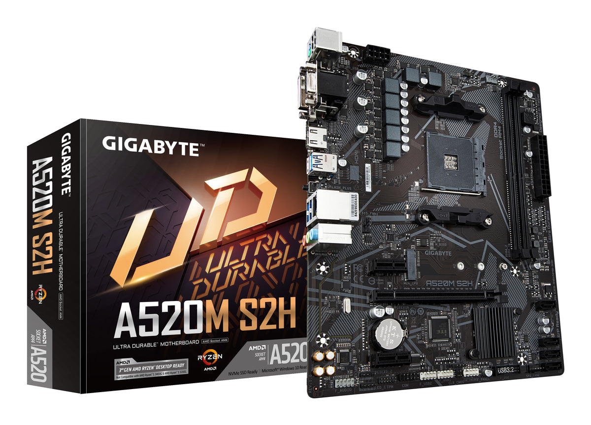 Carte mere - GIGABYTE - A520M S2H - Micro ATX - Socket AM4 - DDR4 jusqu'a 64 Go