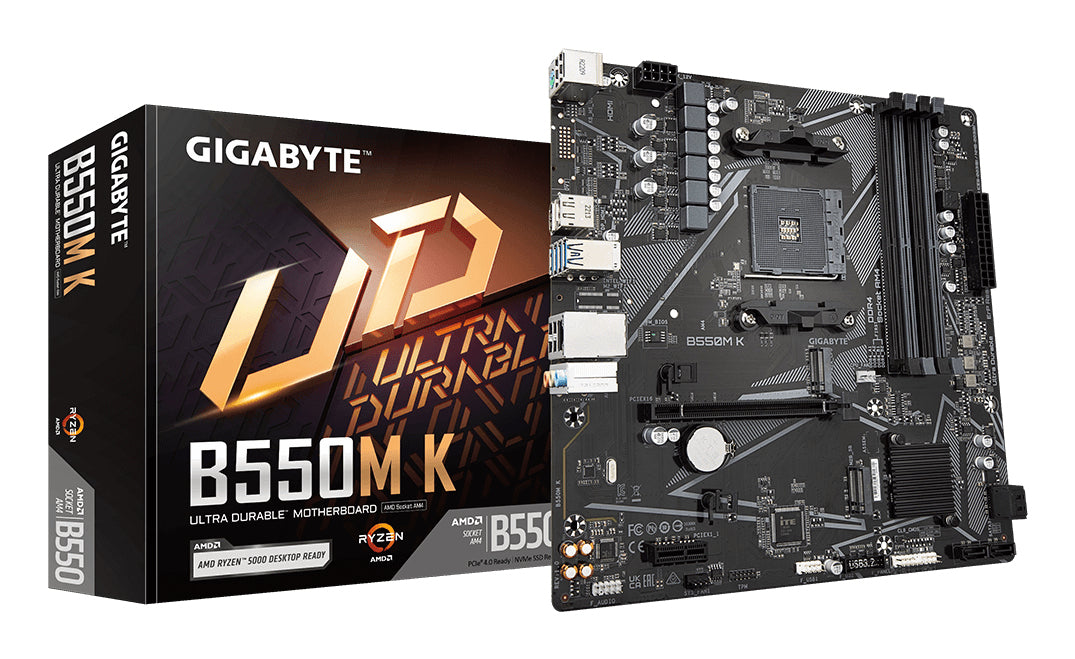 Carte mere - GIGABYTE - B550M K - Socket AM4 - DDR4 jusqu'a 128 Go - PCIe 4.0 x16