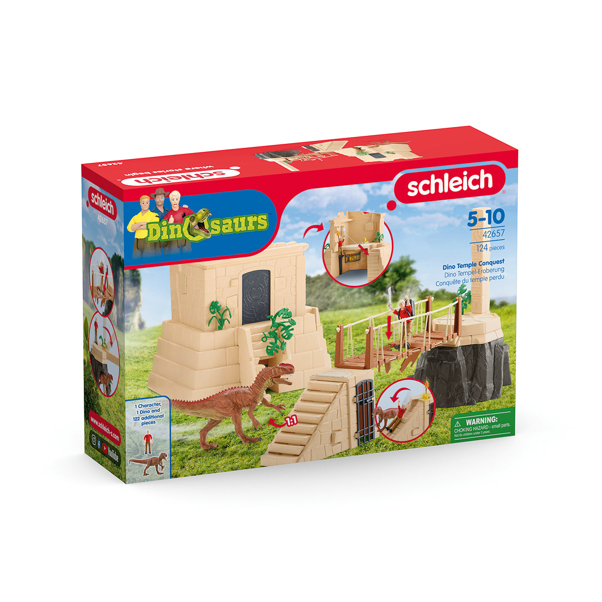 Aventures au temple perdu, Schleich 42657 Dinosaurs, Coffret avec un dinosaure Monolophosaurus inclus, Pour enfant des 5 ans