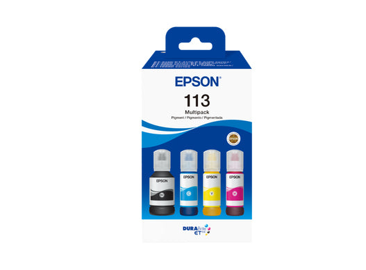 Multipack de 4 Bouteilles d'encre - EPSON - EcoTank 113 - Noir - Jaune - Cyan - Magenta