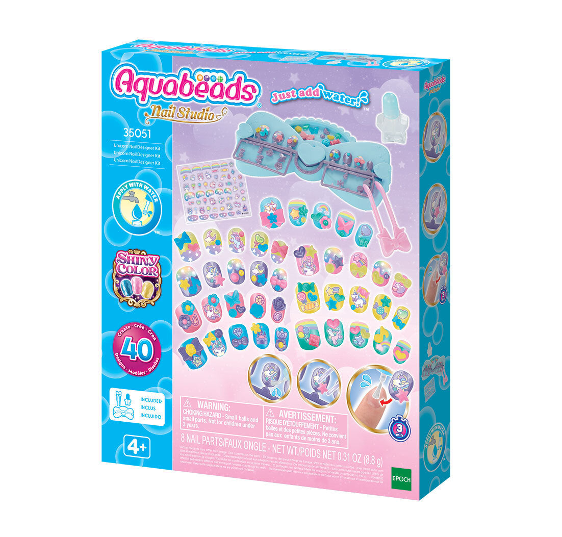 Mon kit de manucure - AQUABEADS - Licorne - 40 ongles - Stickers