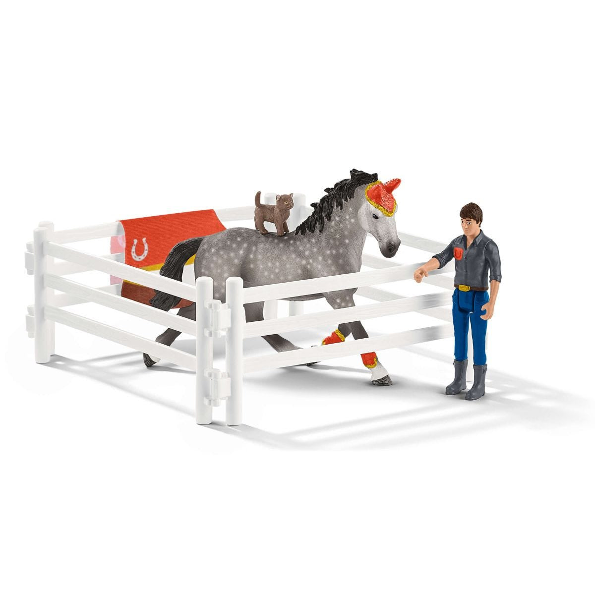 Coffret d'entraînement a la voltige de Mia, coffret schleich avec 18 éléments inclus dont 1 cheval schleich et 2 personnages,