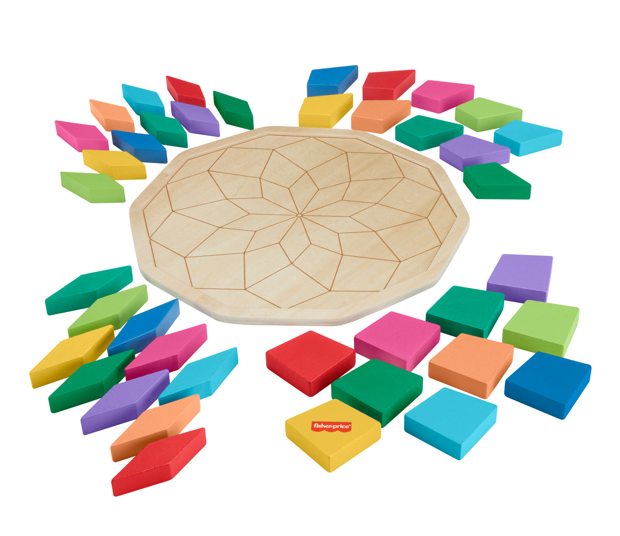 Fisher-Price-Puzzle Mandala en Bois-Puzzle 40 pieces motif géométrique HXT94