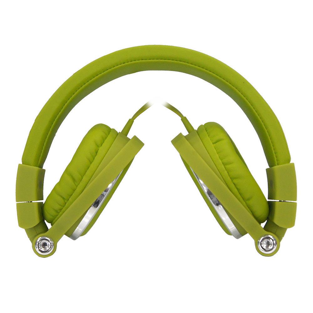 Casque filaire vert avec micro c ble 1.50m arceau réglable effect peau de p che