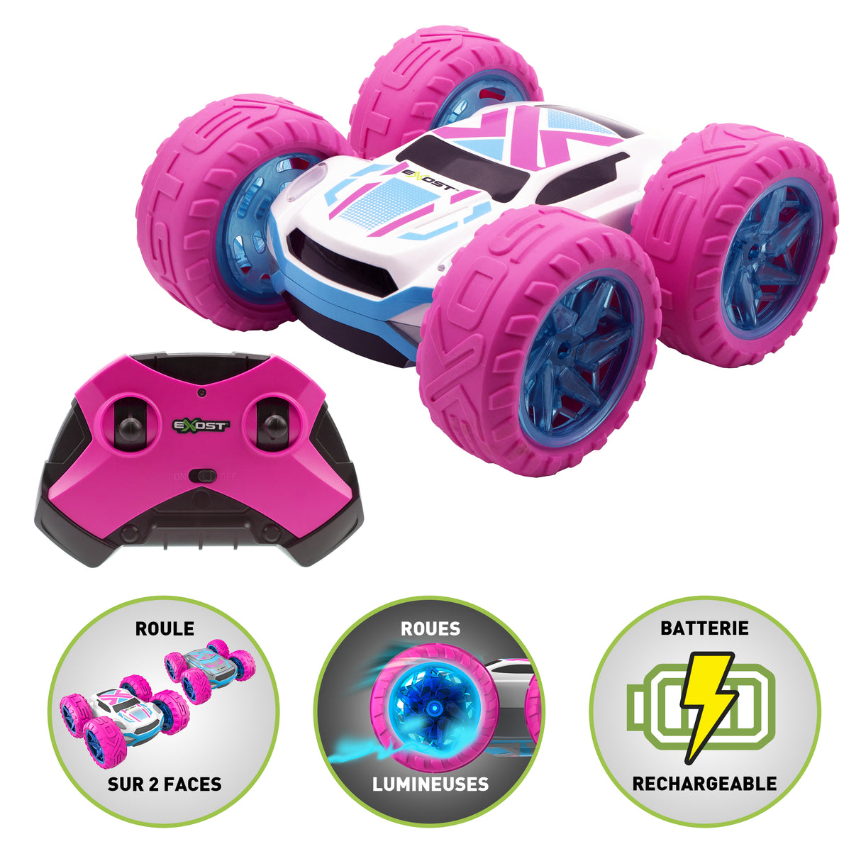 Voiture radiocommandée - EXOST - 360 Cross MX - Echelle 1/18 - 2,4 GHz - Batterie rechargeable - Rose - Des 5 ans