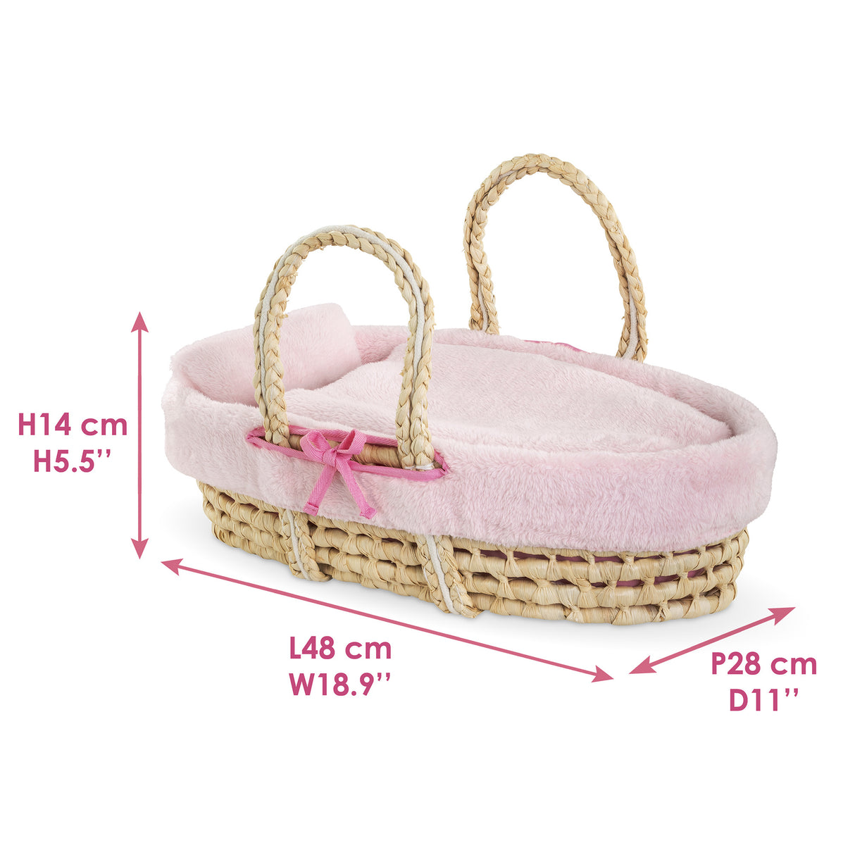 Accessoires poupons - COROLLE - Ensemble Couffin Peluche Rose - pour poupons 36 et 42 cm - des 3 ans