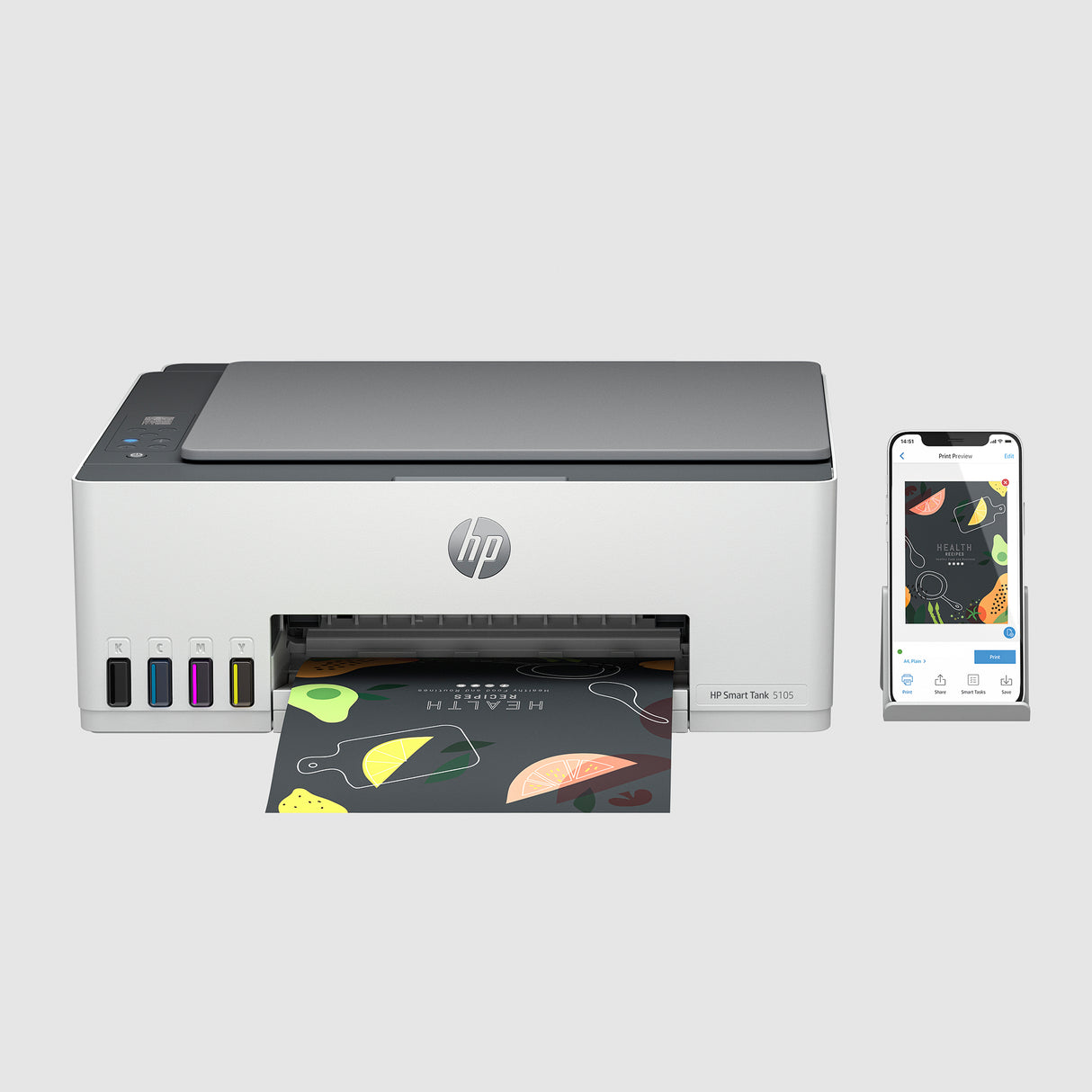 Imprimante Multifonction - HP - Smart Tank 5105 – Wi-Fi et Bluetooth - Réservoir d'encre – Couleurs