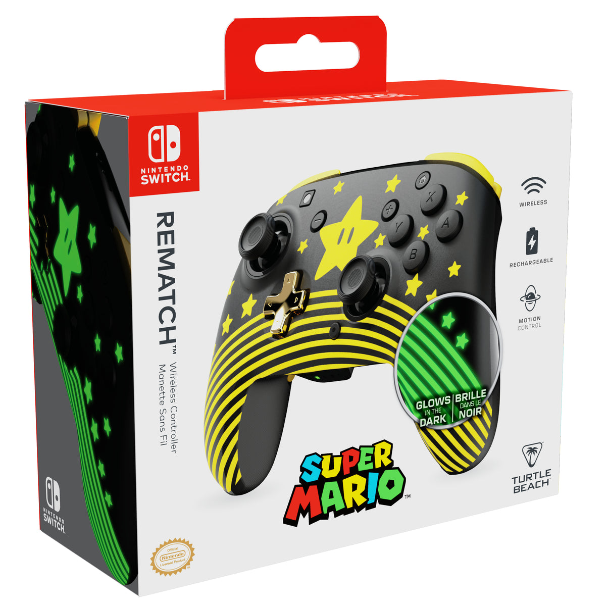 Manette gaming sans fil pour Nintendo Switch™ - TURTLE BEACH - TBC-8101-75 - Rematch™ Super Mario Star