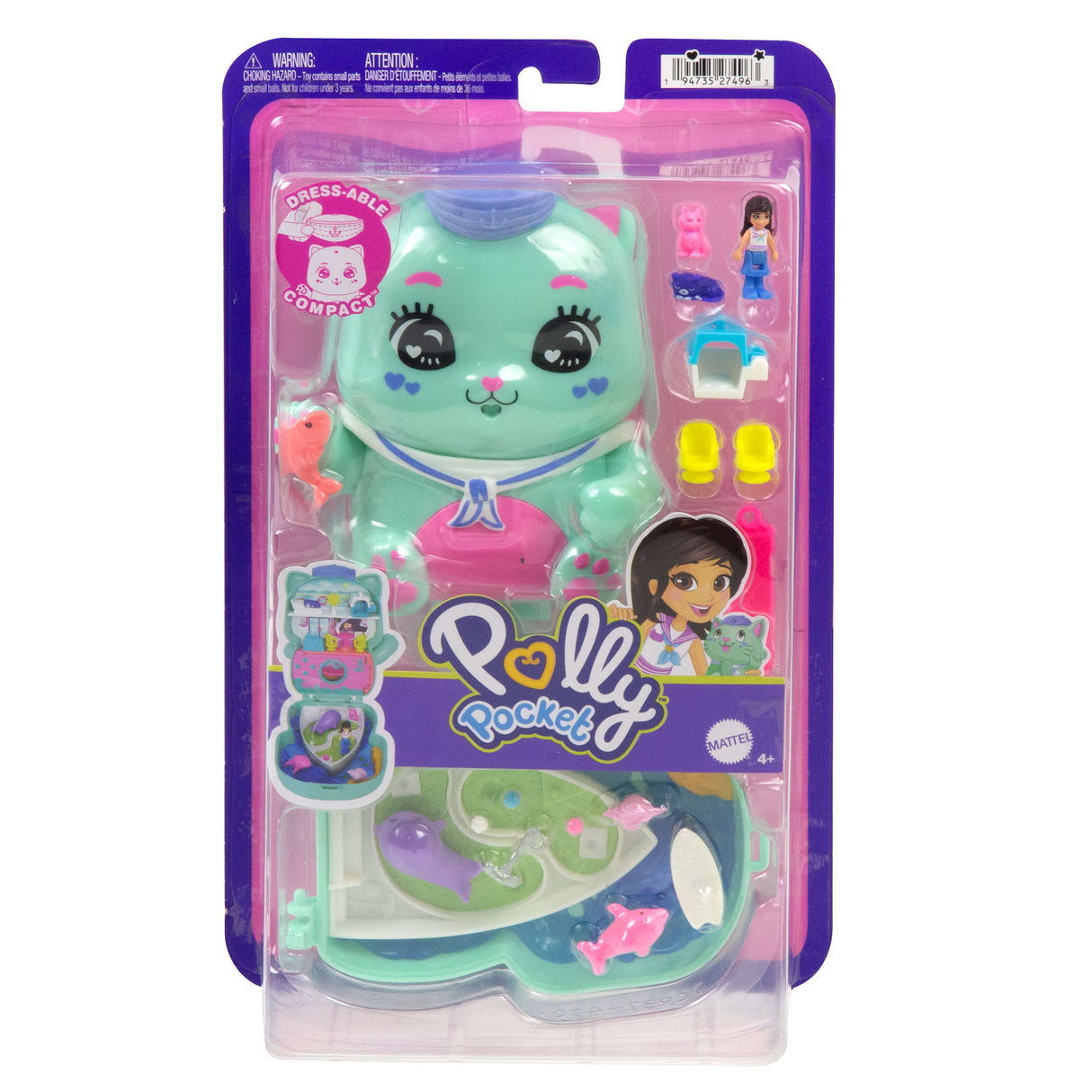 Polly Pocket-Coffret Chaton Marin-Jouet De Voyage - 4 ans+- JCR37