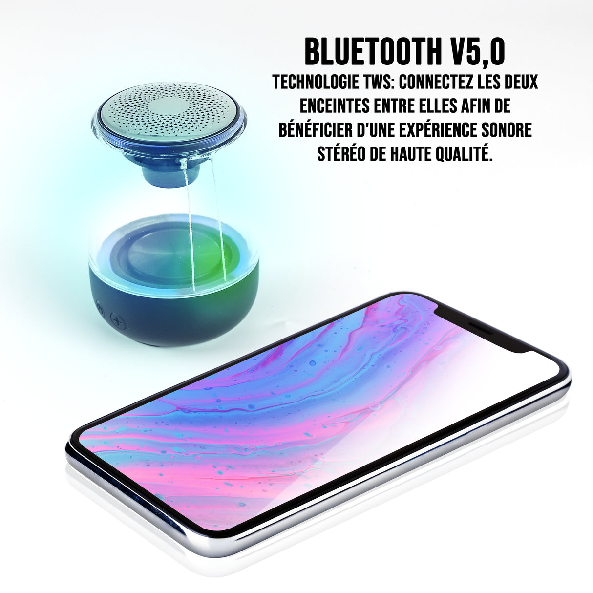 Pack d'enceinte BT 2pcs WE, 5W*2 BT 5,0, Lecteur de carte Micro SD Batterie 1000