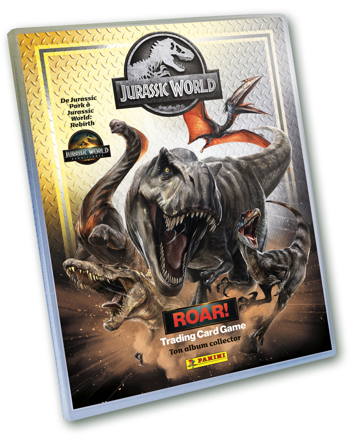 Pack de démarrage - PANINI - JURASSIC WORLD 4 TCG - Album + 2 pochettes - 16 cartes - Carte Edition limitée N°1