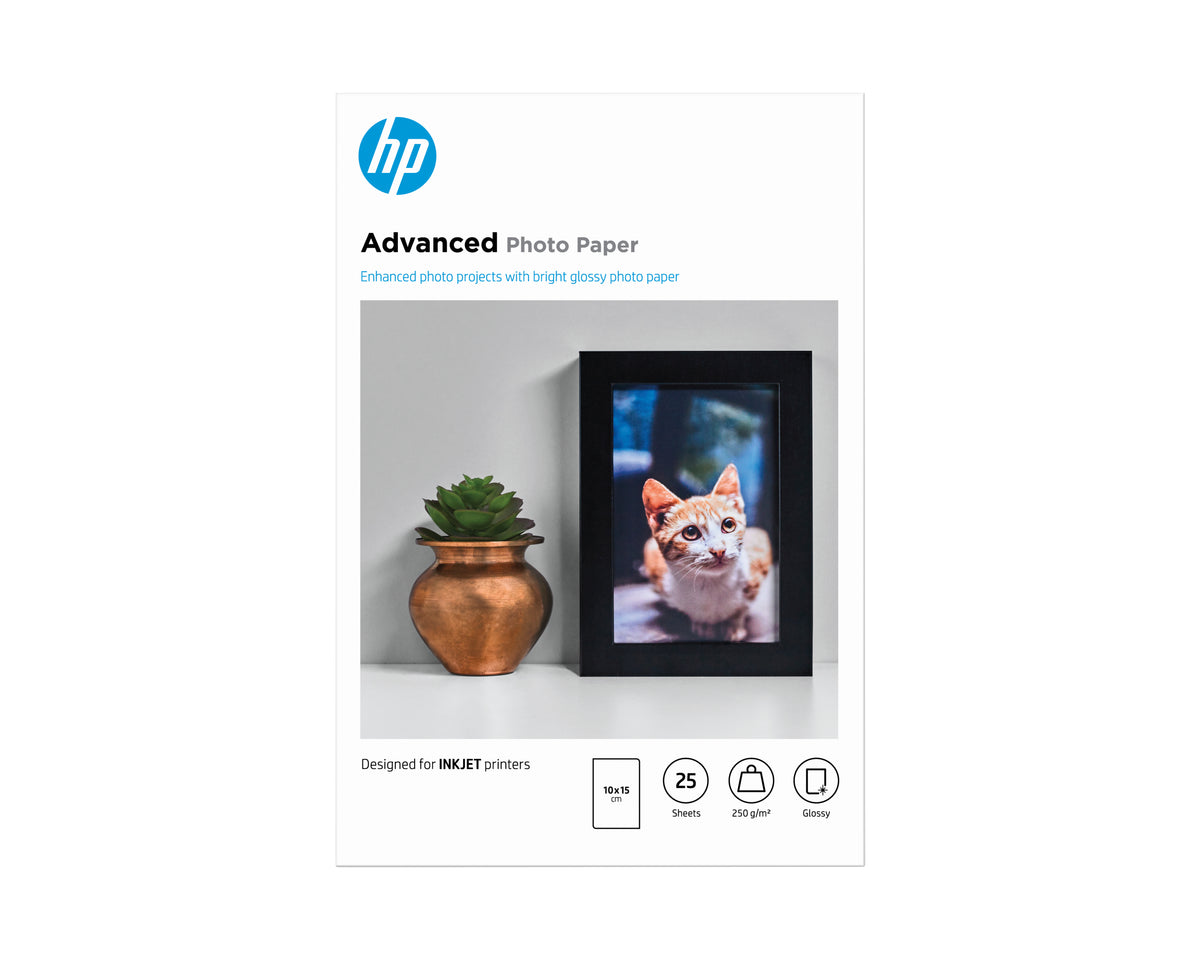 Papier photo HP Advanced brillant sans bordure - 25 feuilles/10 x 15 cm
