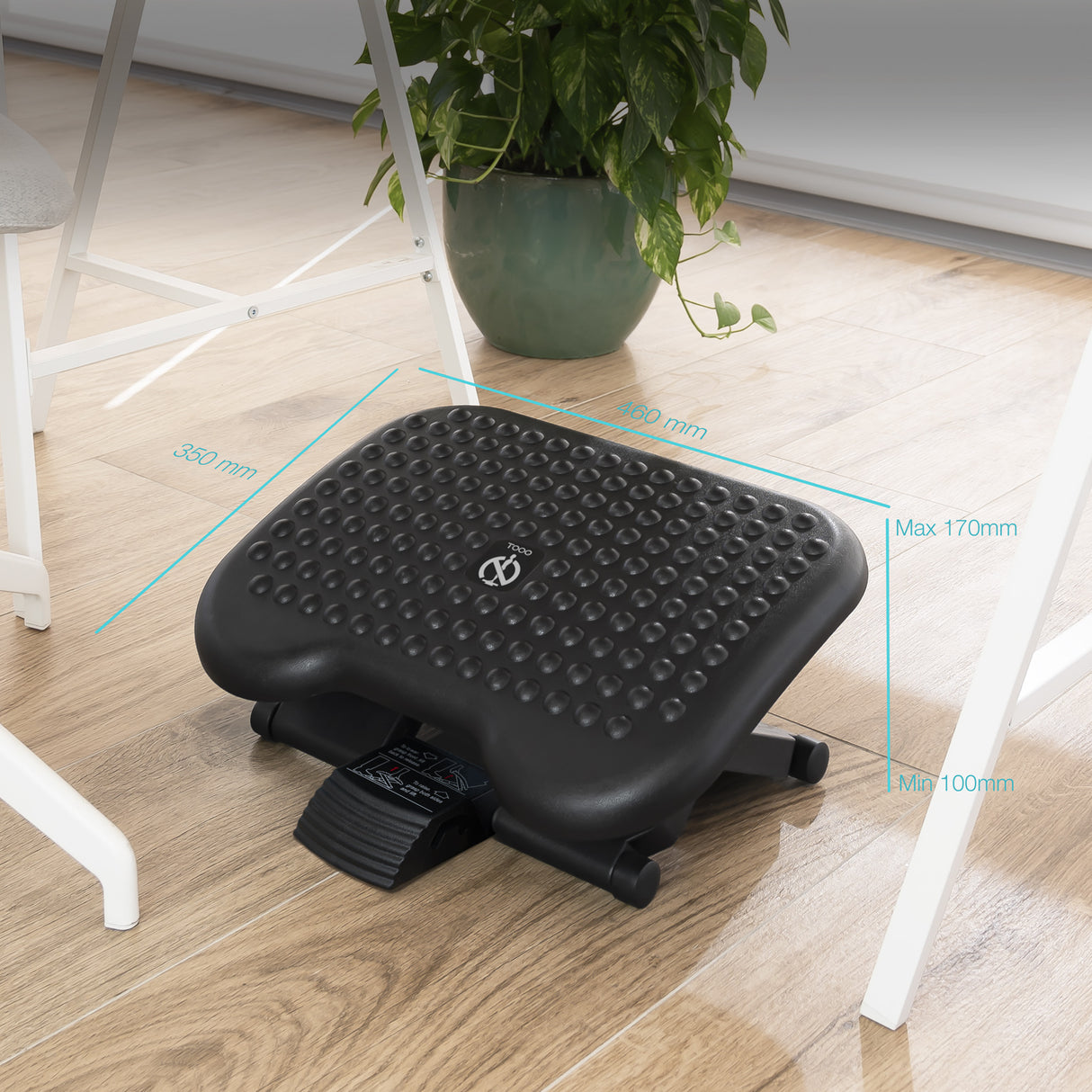 Repose-pieds réglable en hauteur et en inclinaison Tooq TQFR0603-B (Noir)