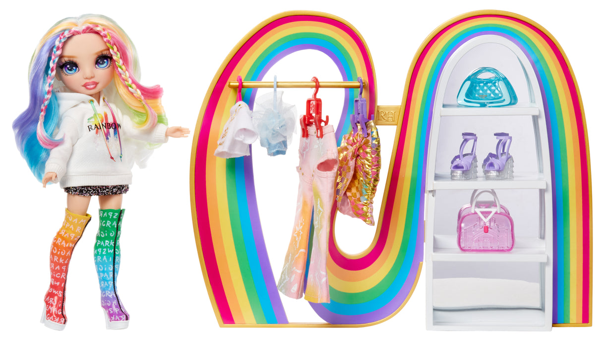 Rainbow High - Amaya's Rainbow Closet Playset - Poupée exclusive incluse - Tenues - Chaussures - Sacs - Porte-vetements - Des 4 ans