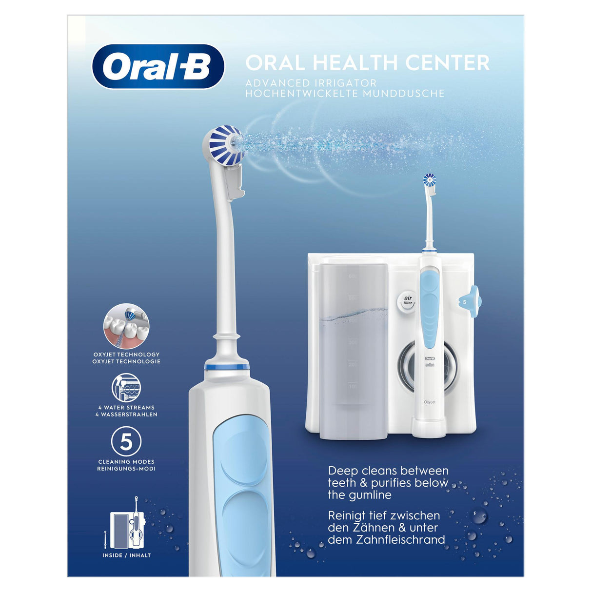 Brosse a dents électrique Oral B Jet Dentaire Oxyjet + 2 canules BLANC