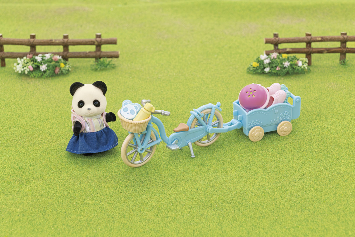 La fille panda, son vélo et sa remorque - Sylvanian Families - 5652