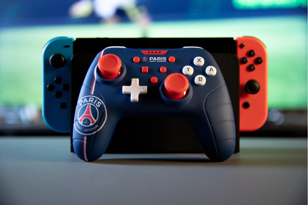 Manette de jeu - Nintendo Switch, Switch 2 et PC - PSG - Filaire - Bleu, blanc et rouge - Fonction vibration - Câble 3 m - Konix