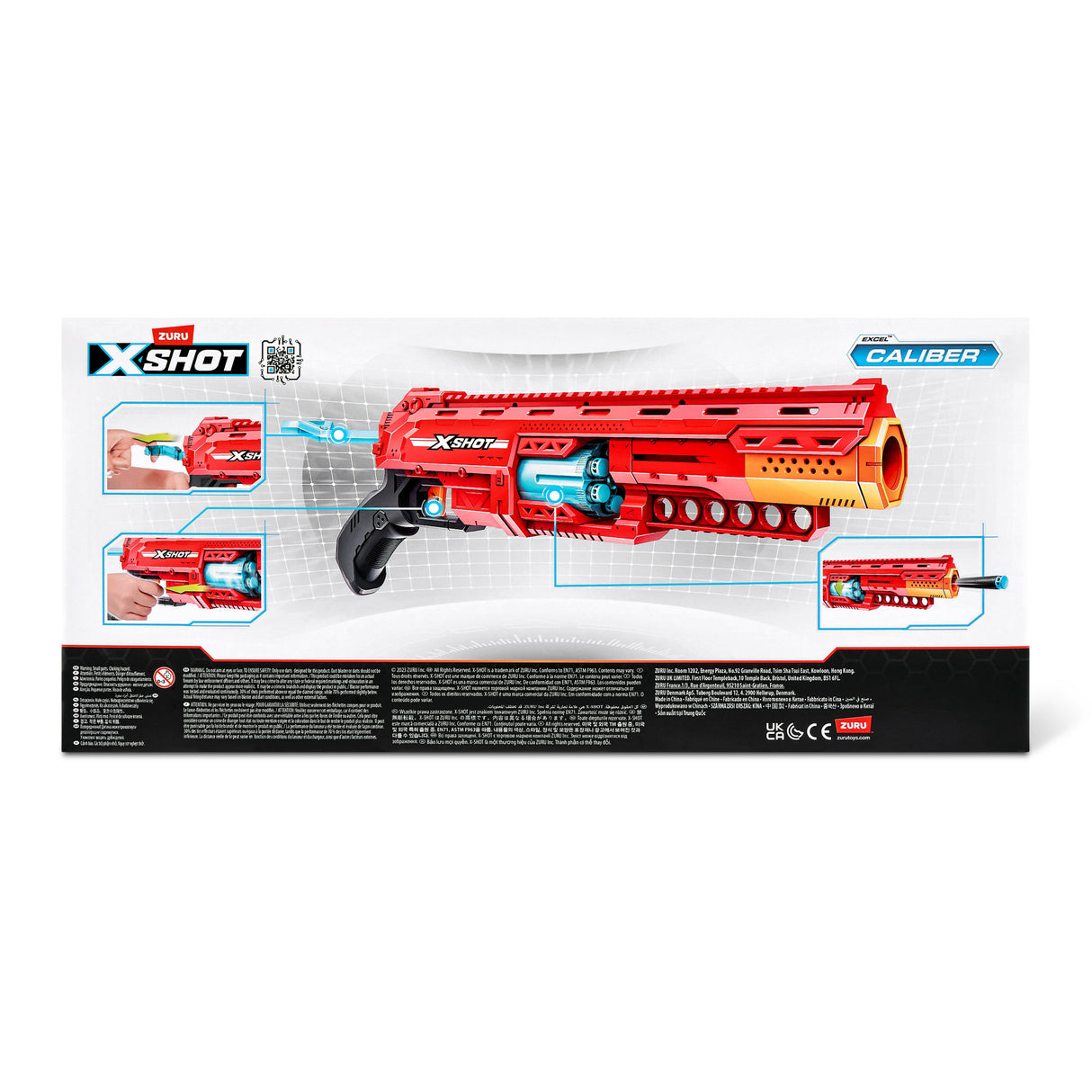 Lanceur de fléchettes - ZURU - X-SHOT Caliber - Barillet rotatif - Portée 27m - 16 fléchettes incluses