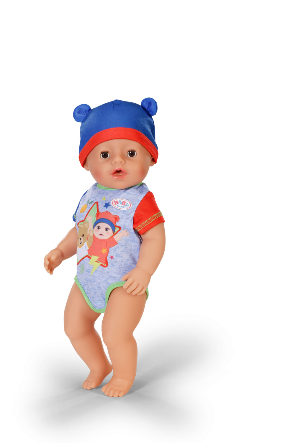 Poupon - BABY BORN - Jonas - 10 fonctions réalistes - 10 accessoires - Bleu et Rouge - 43cm - Des 3 ans