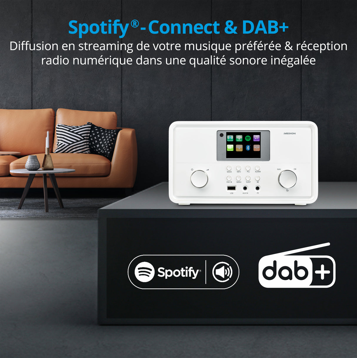 Radio Internet - MEDION - DAB - Bluetooth - 2x10W RMS - Blanc