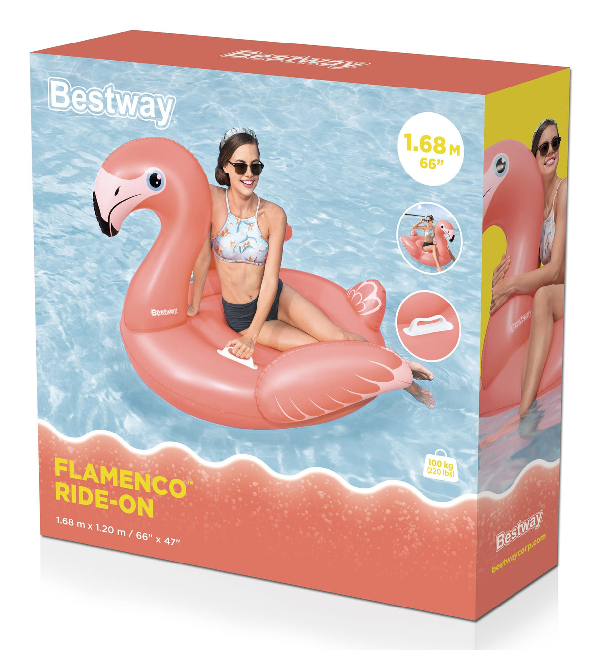 Bouée a chevaucher - Bestway - Flamant rose - 168 x 120 cm