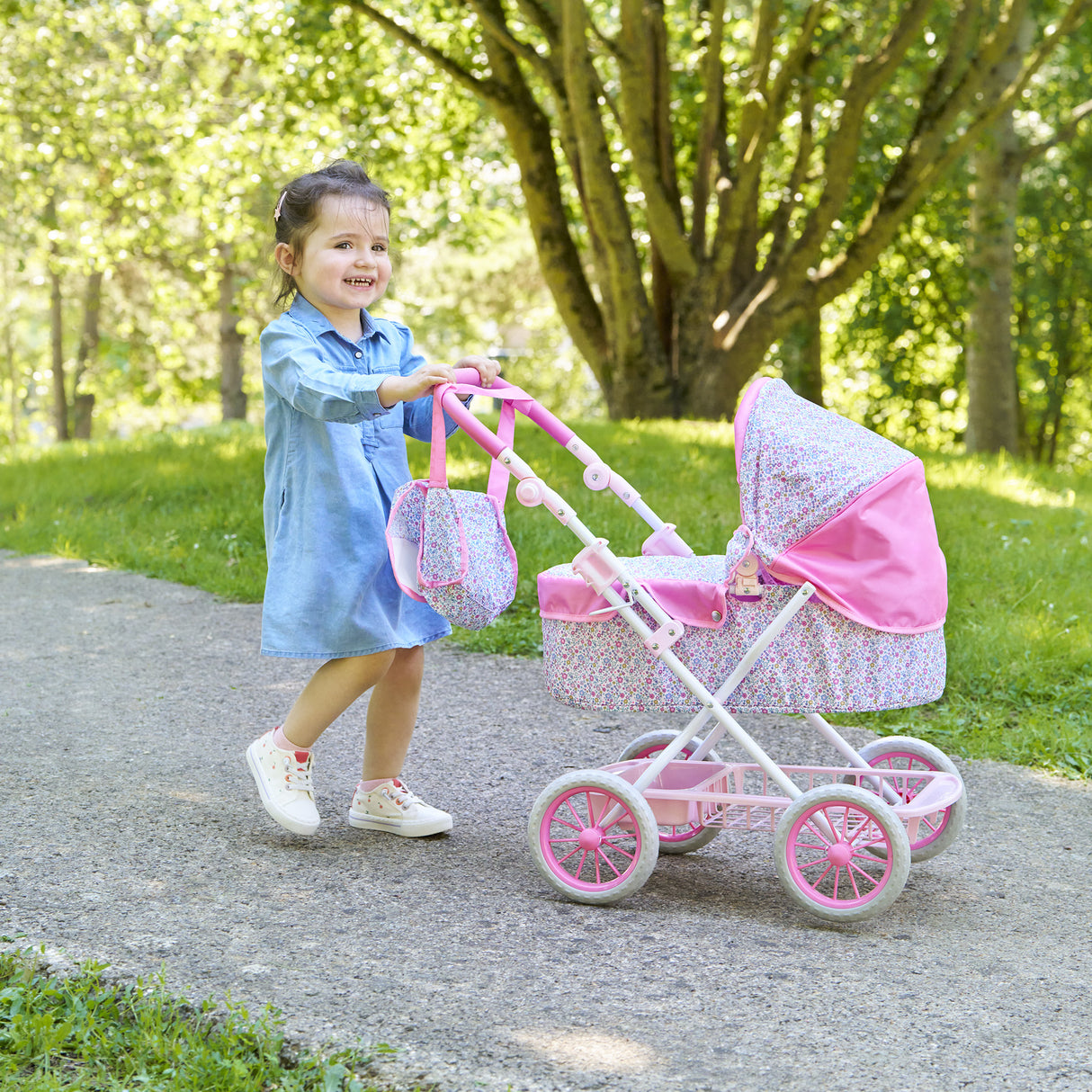Accessoires poupons - COROLLE - Landau Floral - pour poupons 36 a 52 cm - des 3 ans