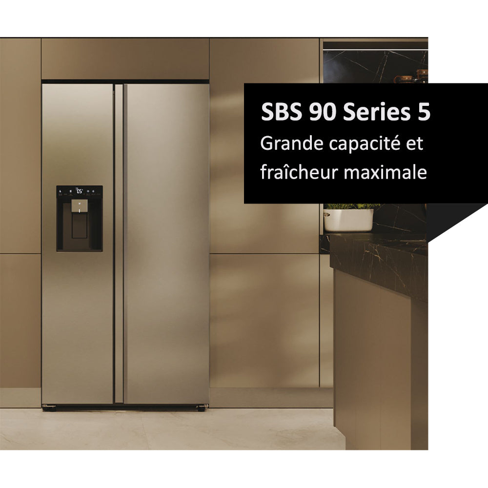 Réfrigérateur Américain - HAIER - HSW59F18EIMM - Classe E - 601 L - 36 dB - Platinium