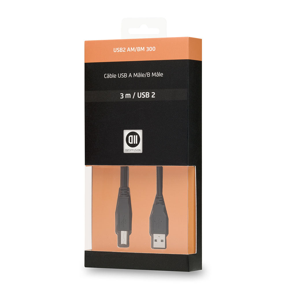 C ble USB2.0 A m le/B m le 3 m noir