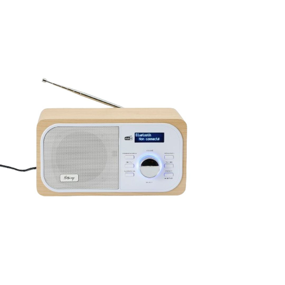 Radio DAB+/DAB/FM, connexion Bluetooth, double alarme, écran LCD, Luminosité rég