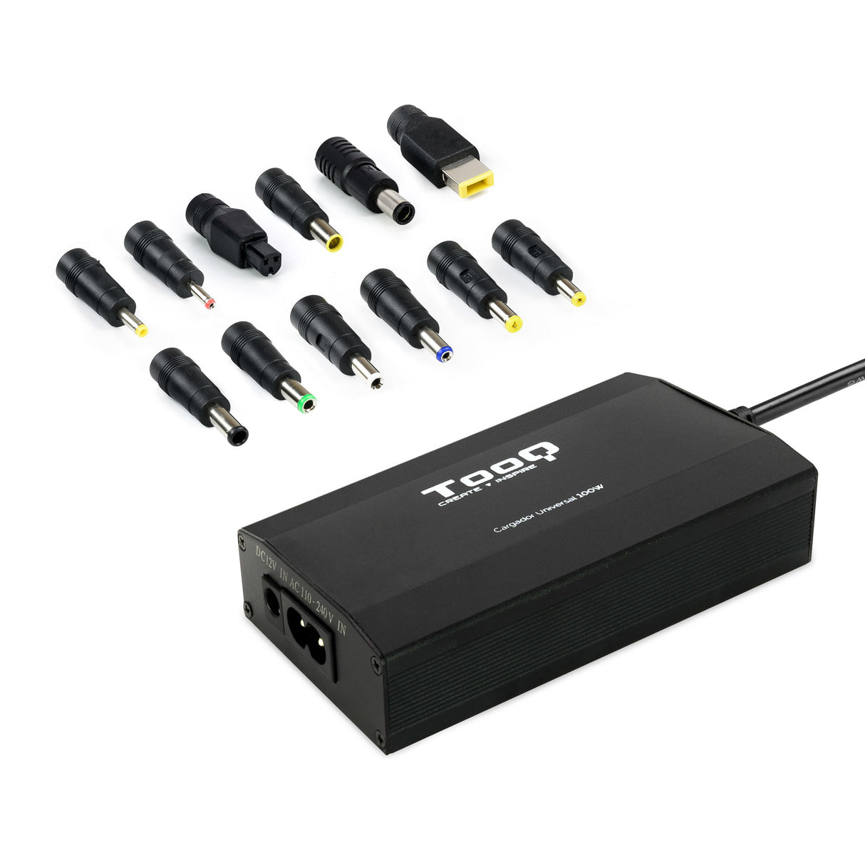 Chargeur universel TooQ 100W - 12 embouts (Noir)