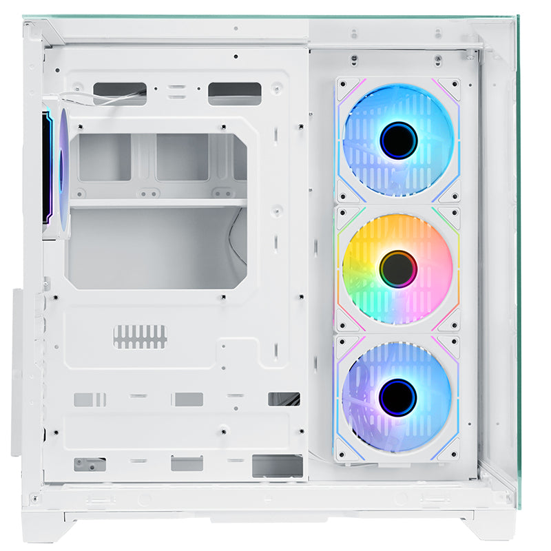 Boitier Moyen Tour ATX iTek Dark Cave Pano RGB avec panneaux vitrés (Blanc)