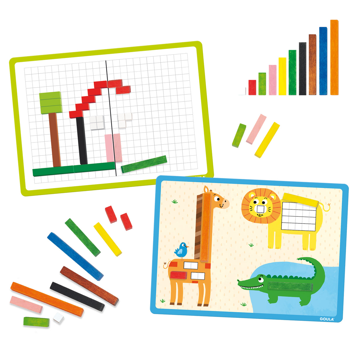 Jeu éducatif - GOULA - Activités avec réglettes - Apprentissage des nombres et logique mathématique