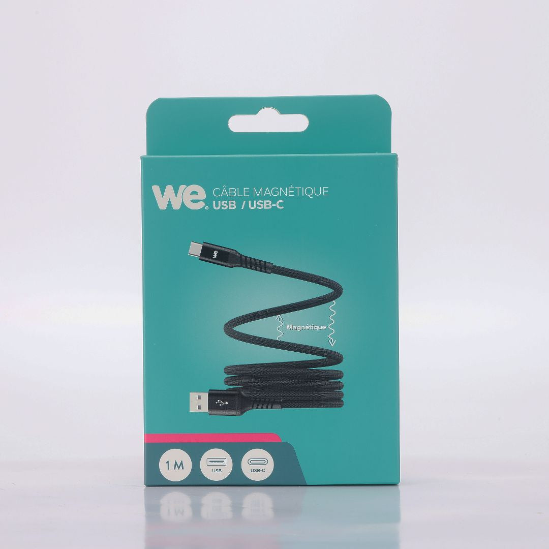 c ble USB/USB-C magnétique, USB2,0 - 20V/3A 60W, 1mètre Noir