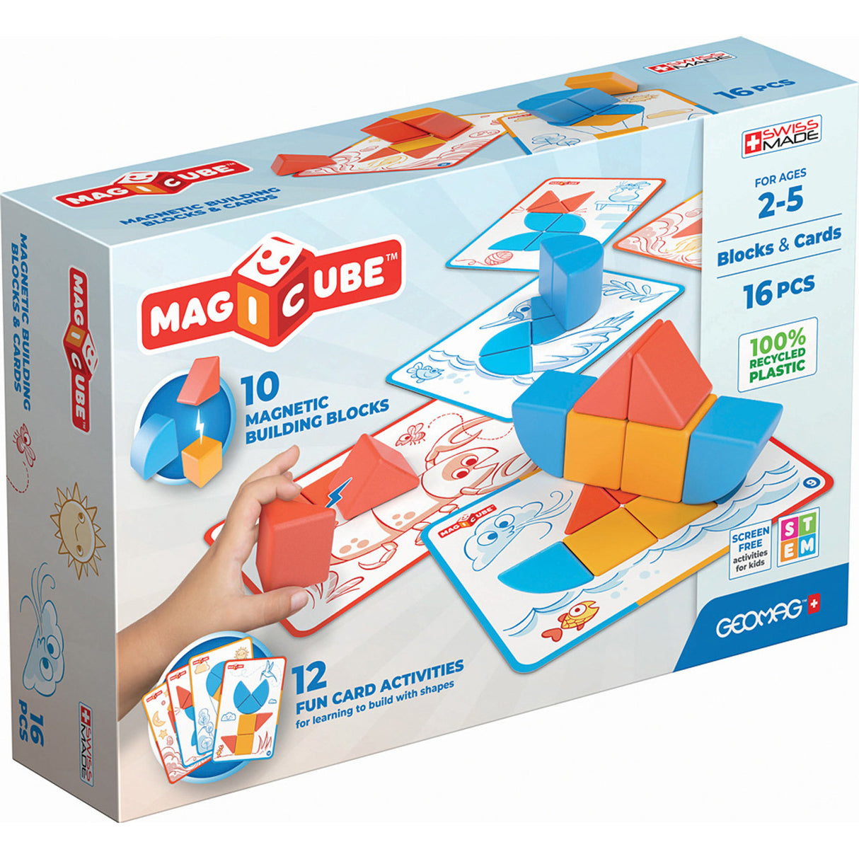 Blocs magnétiques - GEOMAG - Magicube Blocks & Cards - 16 pieces - Éducatif - Plastique recyclé