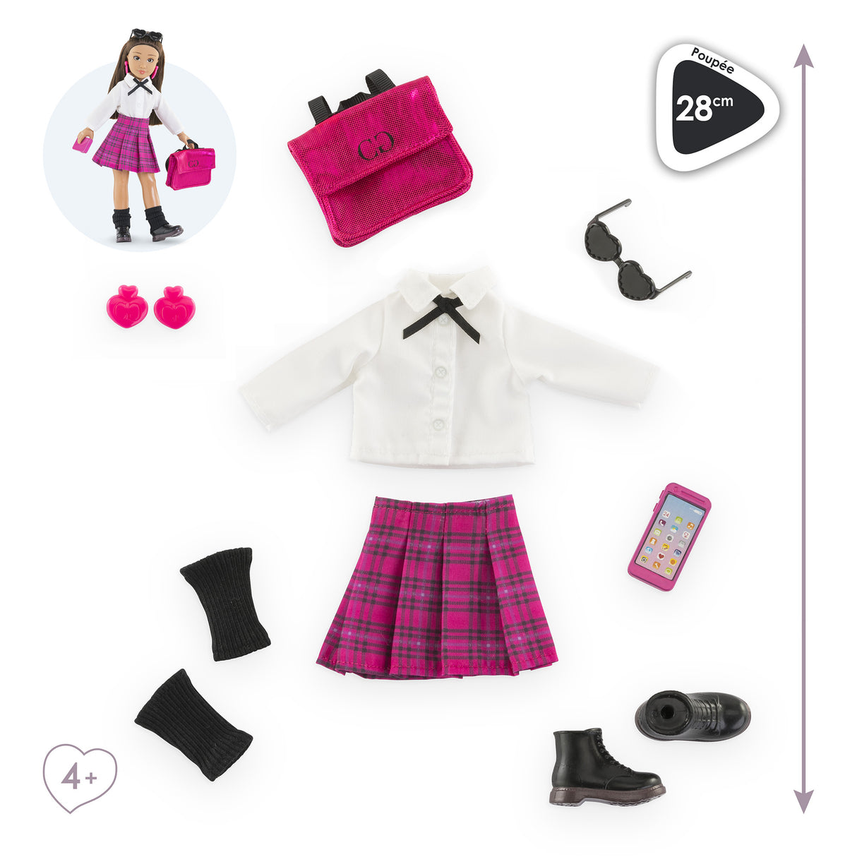 Accessoires poupée - COROLLE - Dressing College Anglais - 8 accessoires - des 4 ans