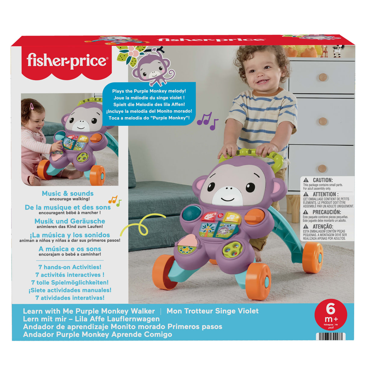 Fisher-Price - Mon Trotteur Singe Violet - Musique, lumieres et activités - Fisher-Price - JGW90