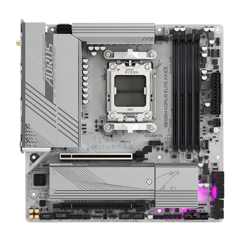 Carte mere - GIGABYTE - B650M AORUS ELITE AX ICE - Micro ATX - Wi-Fi 6E - DDR5 jusqu'a 8000 MHz