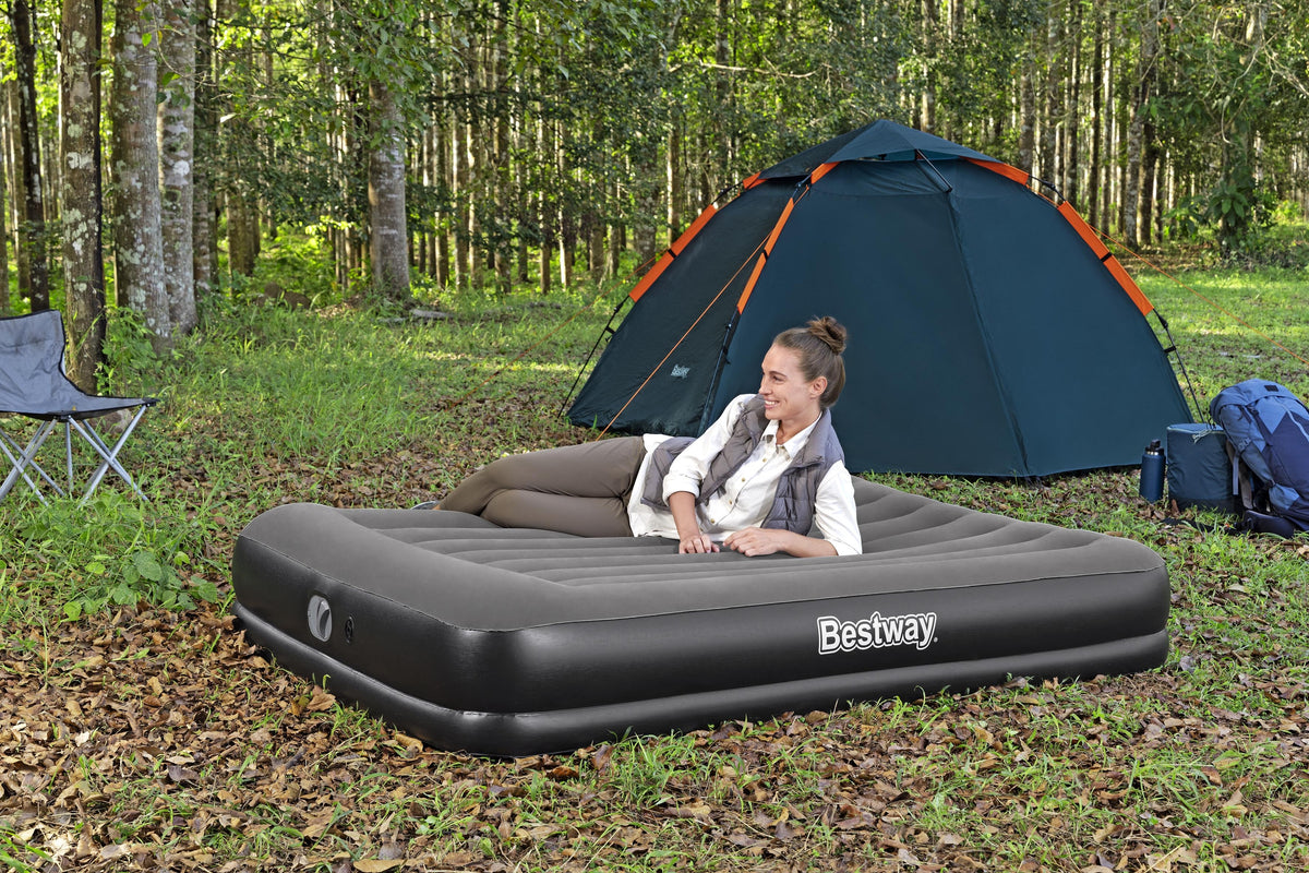 Matelas gonflable - BESTWAY - 671BU - Tritech Queen - 2 places, pompe USB intégrée, 2,03 m x 1,52 m x 36 cm