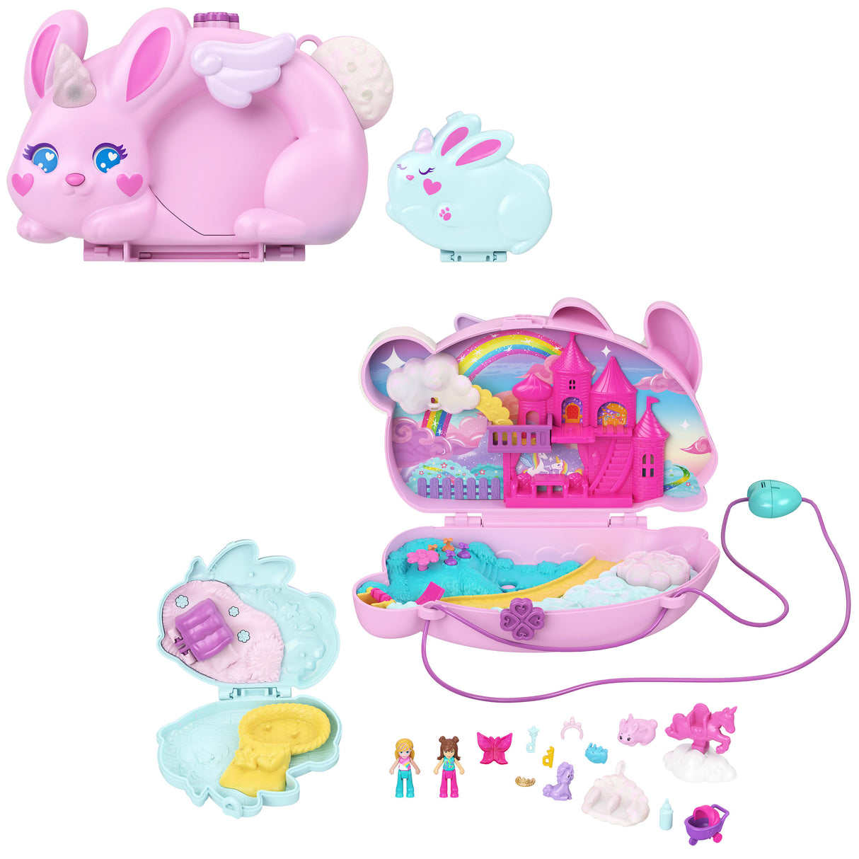 Polly Pocket - Coffret 2 en 1 Lapin - Avec 2 figurines et 12 accessoires - Polly Pocket - JFT88