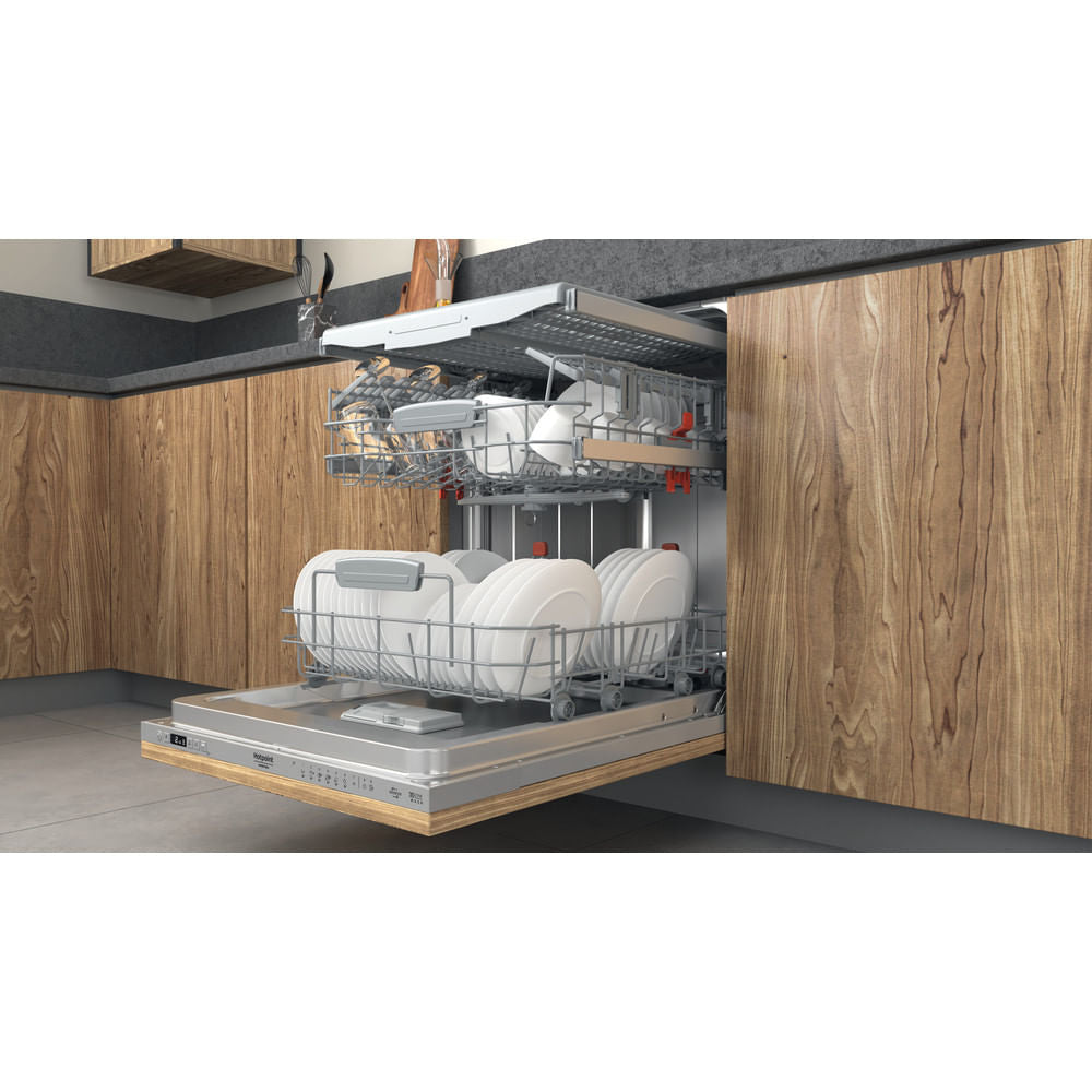 Lave-vaisselle tout encastrable HOTPOINT HI5030WEF - 14 couverts - Induction - L60cm - 43 dB - tiroir a couverts
